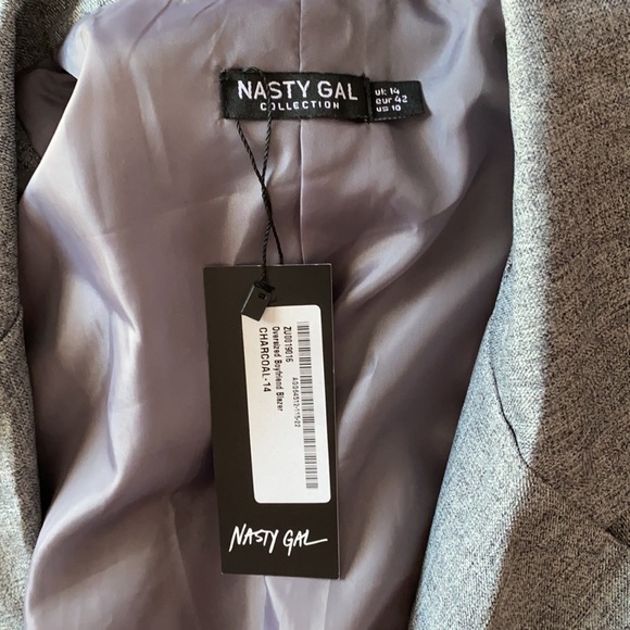 NWT - Nasty Gal Collection - Charcoal Oversized Boyfriend Blazer Size 10 - Picture 7 of 8